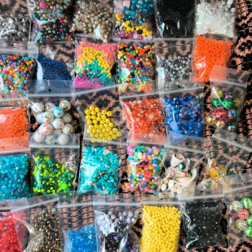 Beads used, various sizes in bags