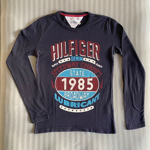 Tommy Hilfiger boys' long-sleeve blue shirt like new, age 12