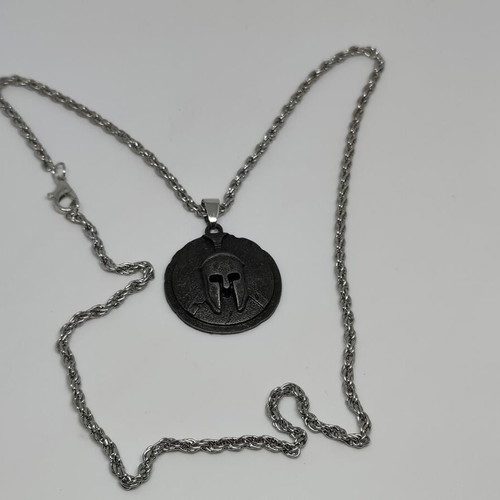 Ancient Spartan Helmet Pendant with Rope Chain like new