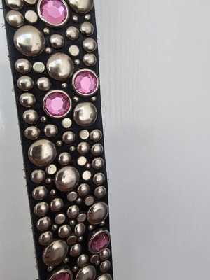Belt with metal studs used, size 110, black and silver