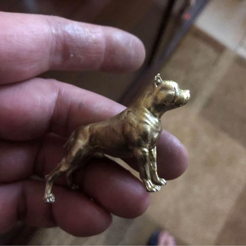 Pitbull miniature new, made of tin with bronze and copper tones