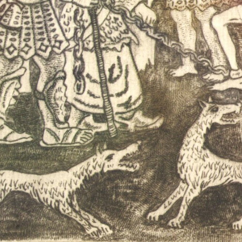 The Carrying of the Cross engraving print new, dry needle technique