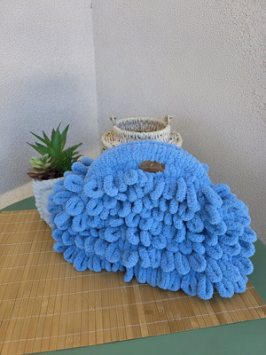 Puffy τσάντα 20x30cm χειροποίητη μπλε τσάντα χειρός