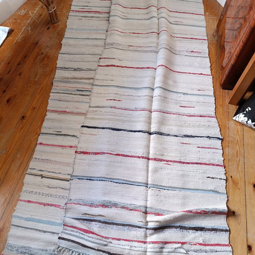 Handmade woven runner used, collectible vintage item