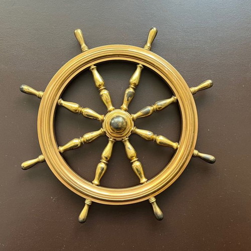 Nautical ship wheel used, decorative brass 20 cm