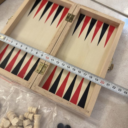 Wooden 3-in-1 Game Set new, chess backgammon checkers