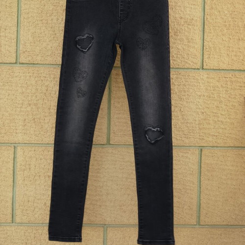 Elastic denim leggings for 14 years old like new, black and gray