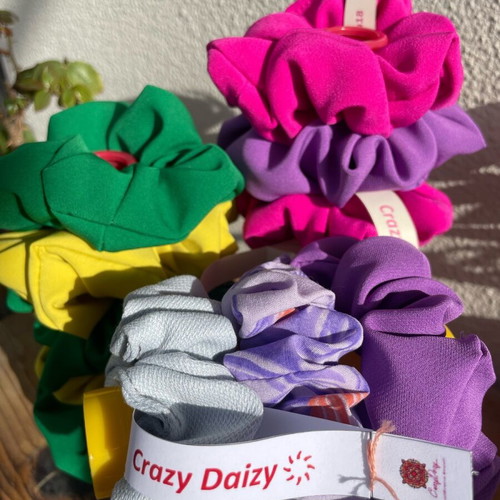 Scrunchie set of 2 handmade, durable crepe fabric