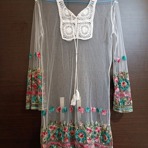 Transparent embroidered shirt Ruby Yaya new, size L, white multicolor