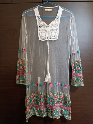 Transparent embroidered shirt Ruby Yaya new, size L, white multicolor