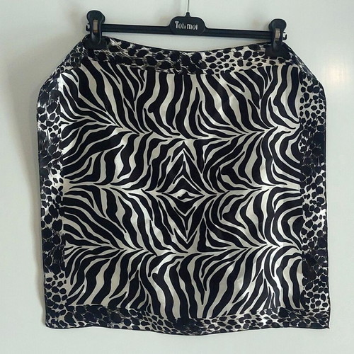 Square black and white animal print scarf