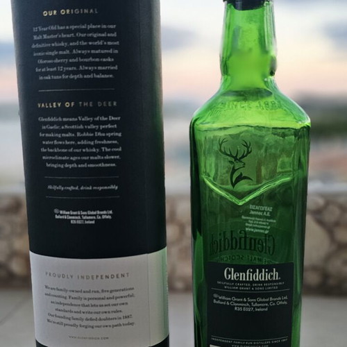 Glenfiddich whisky bottle with case used, empty for decoration