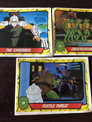 Teenage Mutant Ninja Turtles vintage stickers used, set of 3, Karouzel 1990