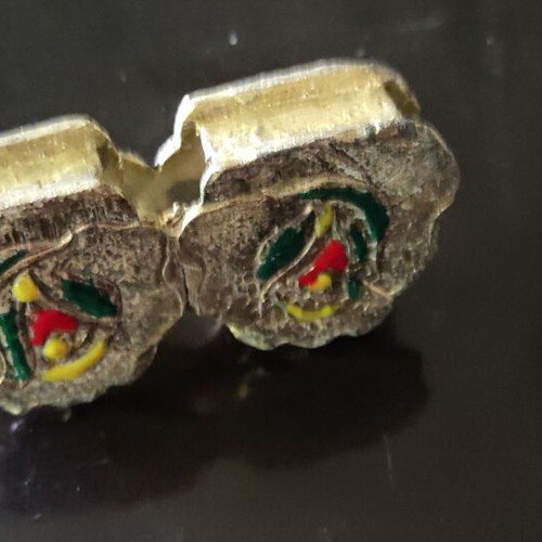Napkin holder used, old handpainted with enamel