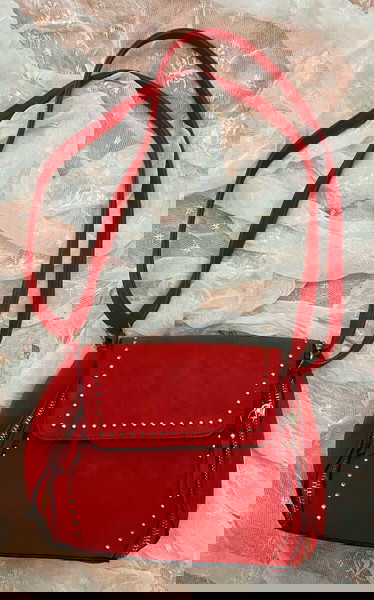 woman's red shoulder bag