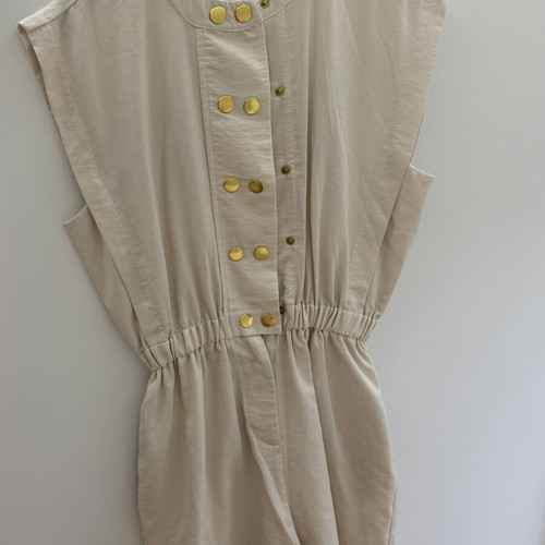 Regalinas one-piece shorts suit with gold buttons, new, beige