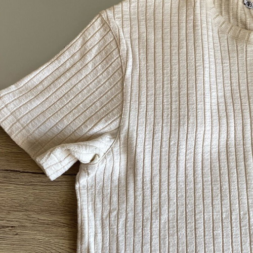 Ribbed short-sleeve shirt Zara new, beige, size M