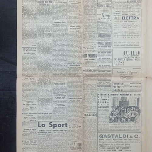 Il Giornale di Roma newspaper used, Athens 23-6-1942