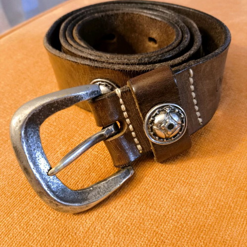 Handmade leather belt like new, brown, 100cm length
