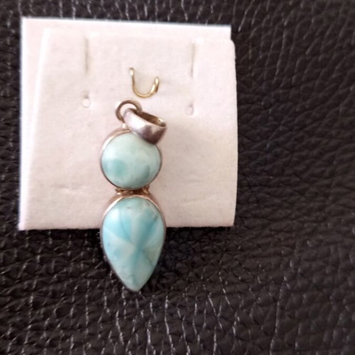 Silver necklace with larimar energy crystal new, turquoise