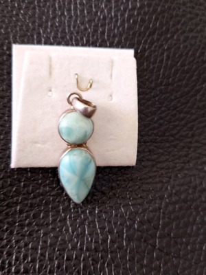 Silver necklace with larimar energy crystal new, turquoise