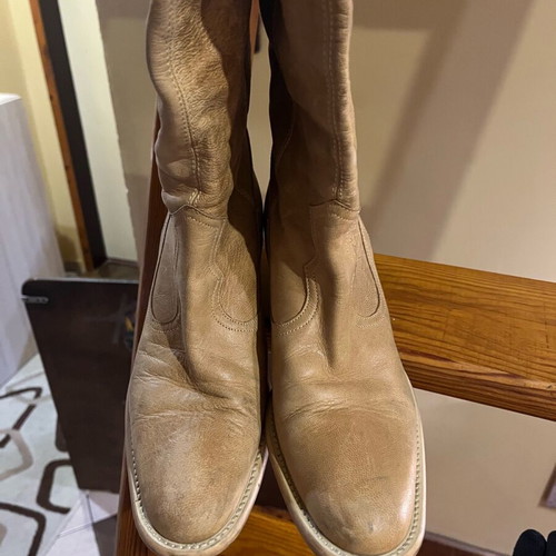 Women's leather boots used, size 39, beige