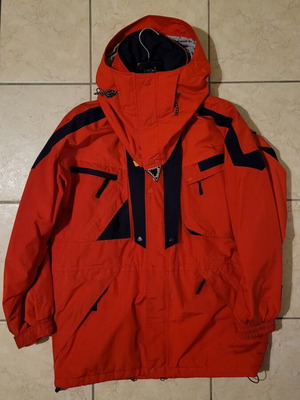 Ski and mountaineering jacket like new, red with blue details, medium
