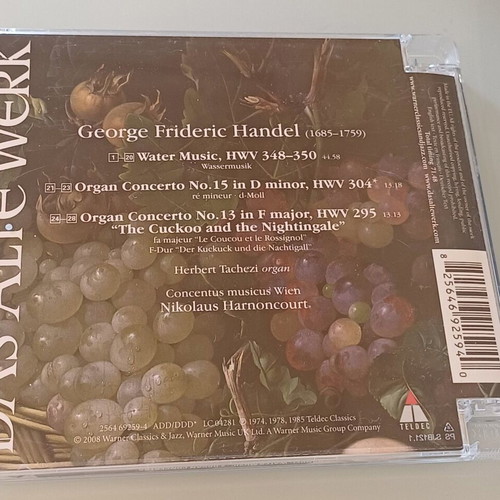 Handel Water Music Organ Concertos HWV 295 and HWV 304 CD used, classical