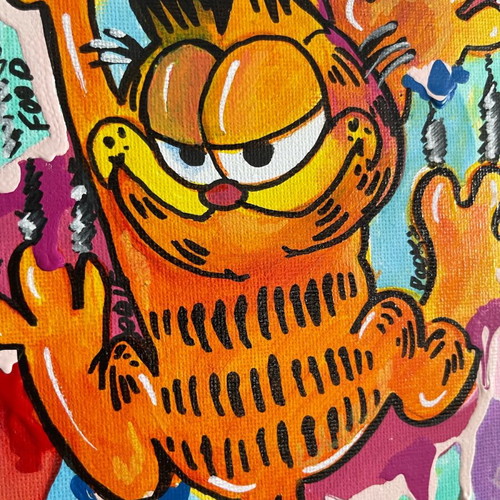 Garfield painting handmade acrylic 18x24cm new