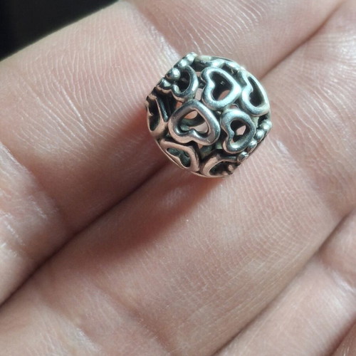 Pandora charm with hearts, silver