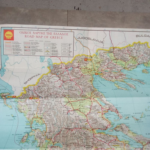 Shell Touring Hellas Roadmap used, 1960s Greece
