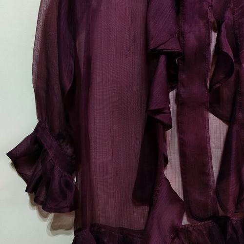 Jeff Gallano silk organza shirt burgundy, size Large, new