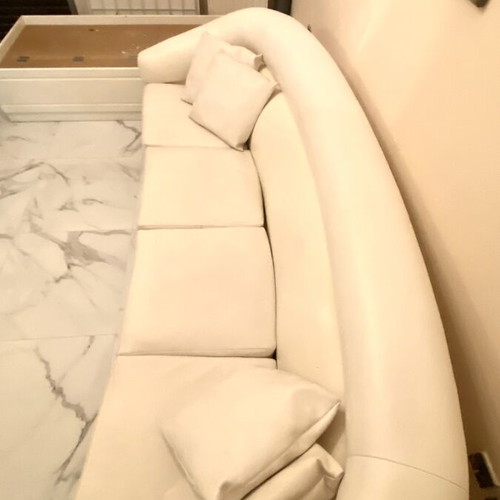 Vintage leather sofa white used, 270 cm length
