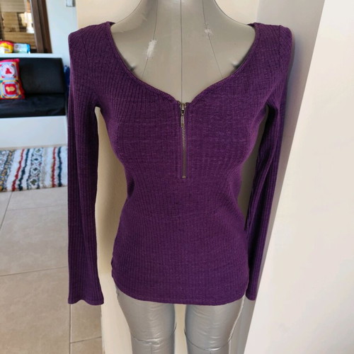 Purple long-sleeve blouse with zipper Tally Weijl like new, size S