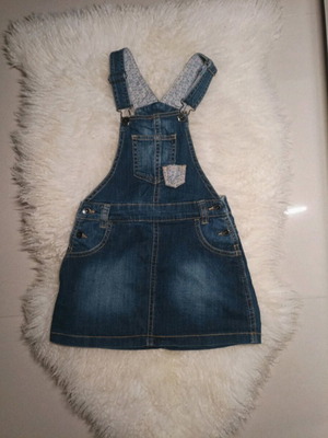 Benetton denim dress salopette like new, blue, for 6 years old