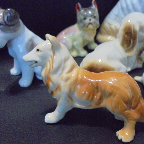 Porcelain dog figurines lot of 8 used, vintage style