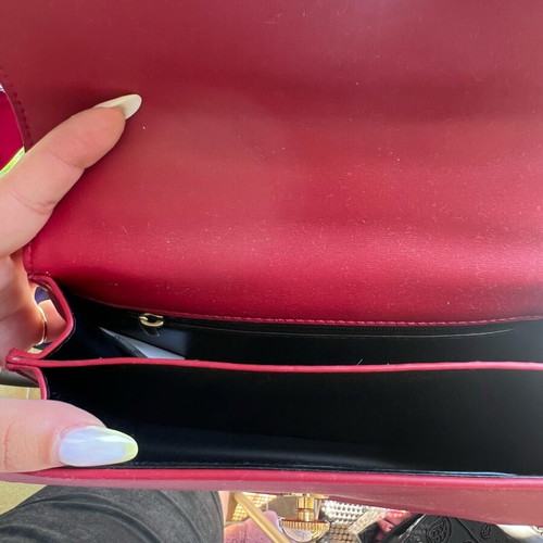 Kallys Mini Shoulder Bag Like New, Red with Gold Chain