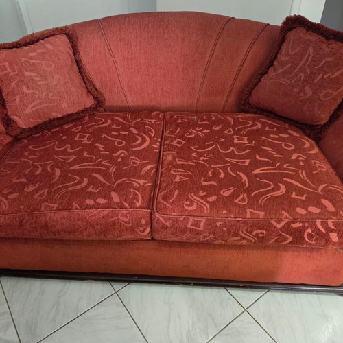 Sofa set 3-seater and 2-seater used with new fabric and sturdy wooden frame