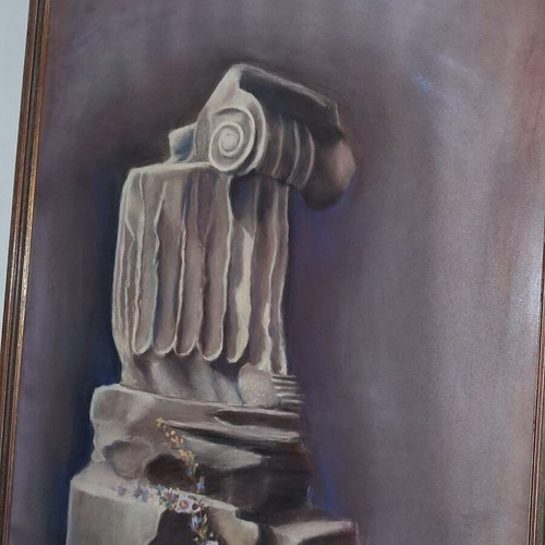 Filia Kanaki Ionian Capital Pastel Painting like new 1985
