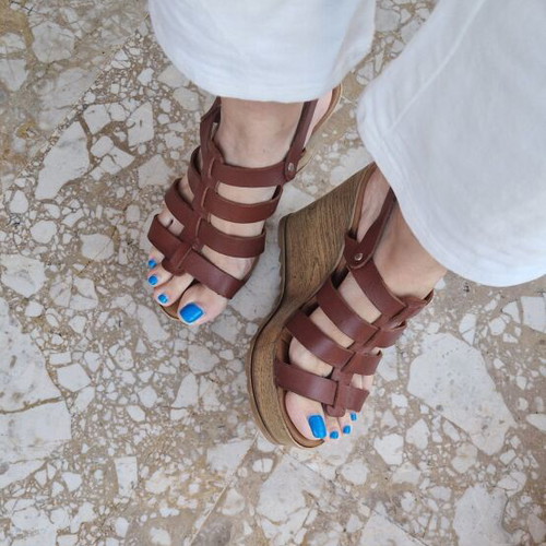 Estil leather platform sandals like new, size 38, brown