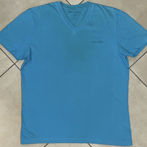 Marc O’Polo Men V-Neck T-Shirt slim fit, turquoise blue, size M, like new