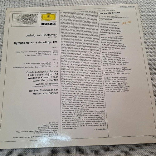 Beethoven Symphonie Nr. 9 LP, Herbert Von Karajan, Berliner Philharmoniker