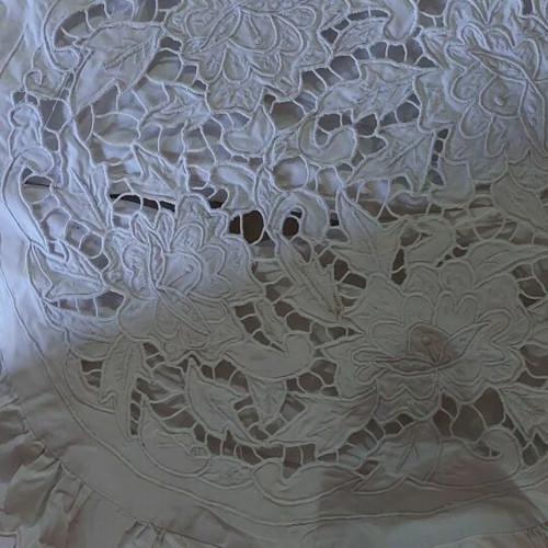Handmade cutwork pillows used, set of 3 pieces