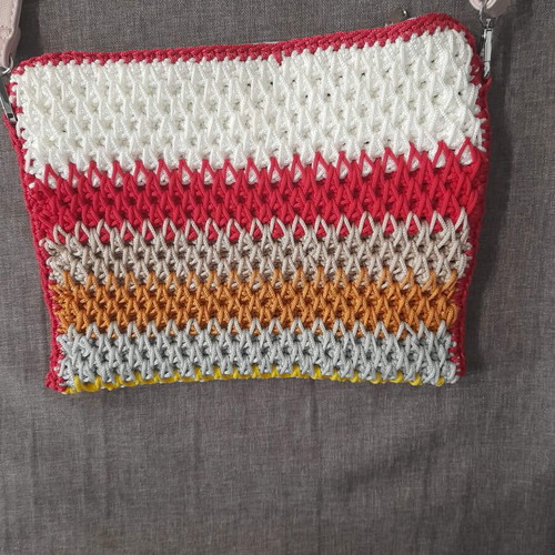 Handmade knitted crossbody bag A To Z Greek new, multicolored