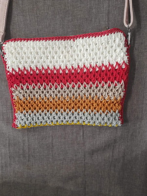 Handmade knitted crossbody bag A To Z Greek new, multicolored