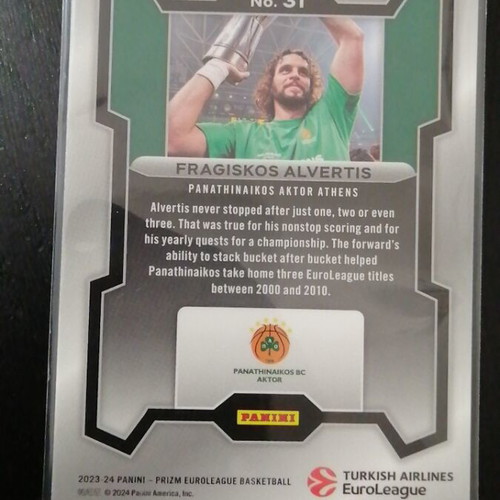 Fragiskos Alvertis 2023-24 Panini Prizm Euroleague like new