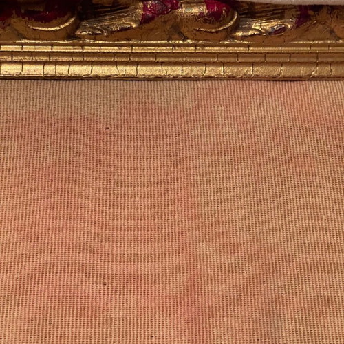 Antique tapestry used, Aubusson style, François Boucher artwork