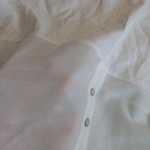 Blouse with transparency and buttons at bottom like new, white, size 44