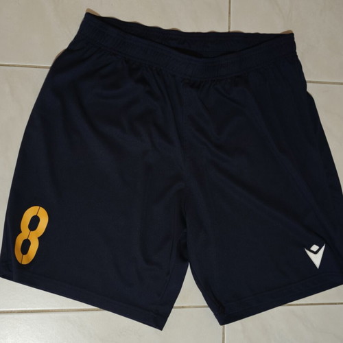 Macron football shorts used, size L, dark blue, number 8