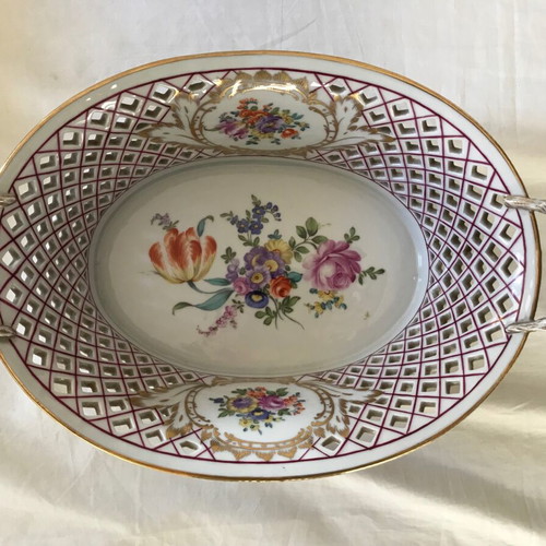 Royal Vienna porcelain basket used, hand-painted